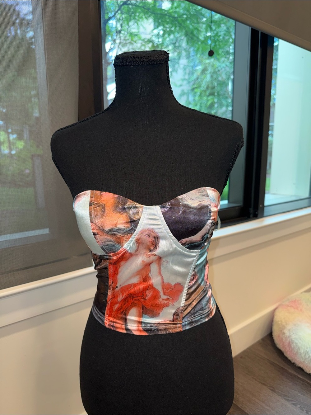 Fashion Nova Strapless Bustier Crop Top in Multi-Tone Print